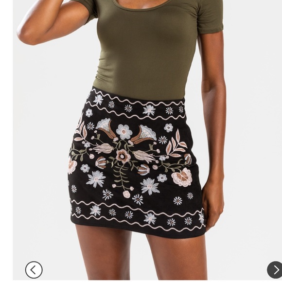 Francesca's Collections Dresses & Skirts - Francesca’s Billie Embroidered Mini Skirt - Black